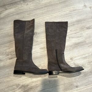 Garnet Hill Made in Italy Giuliana Gray Suede Tall High Boots Size 9.5